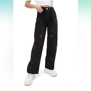 Strawberry Patch Baggy High Rise Jeans